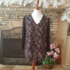 NWOT/ MK V- neck Floral Long Sleeve Shirt Blouse